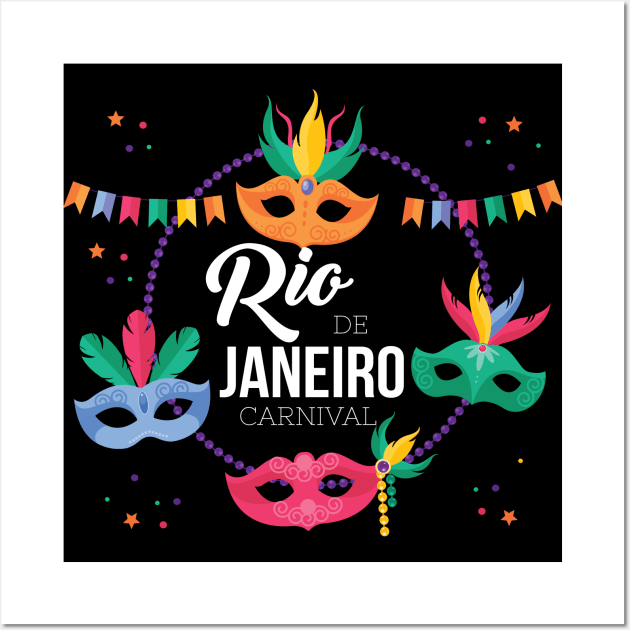 Rio Carnival Rio de Janeiro in Brazil Carnival mask Wall Art by creativedesignstudio